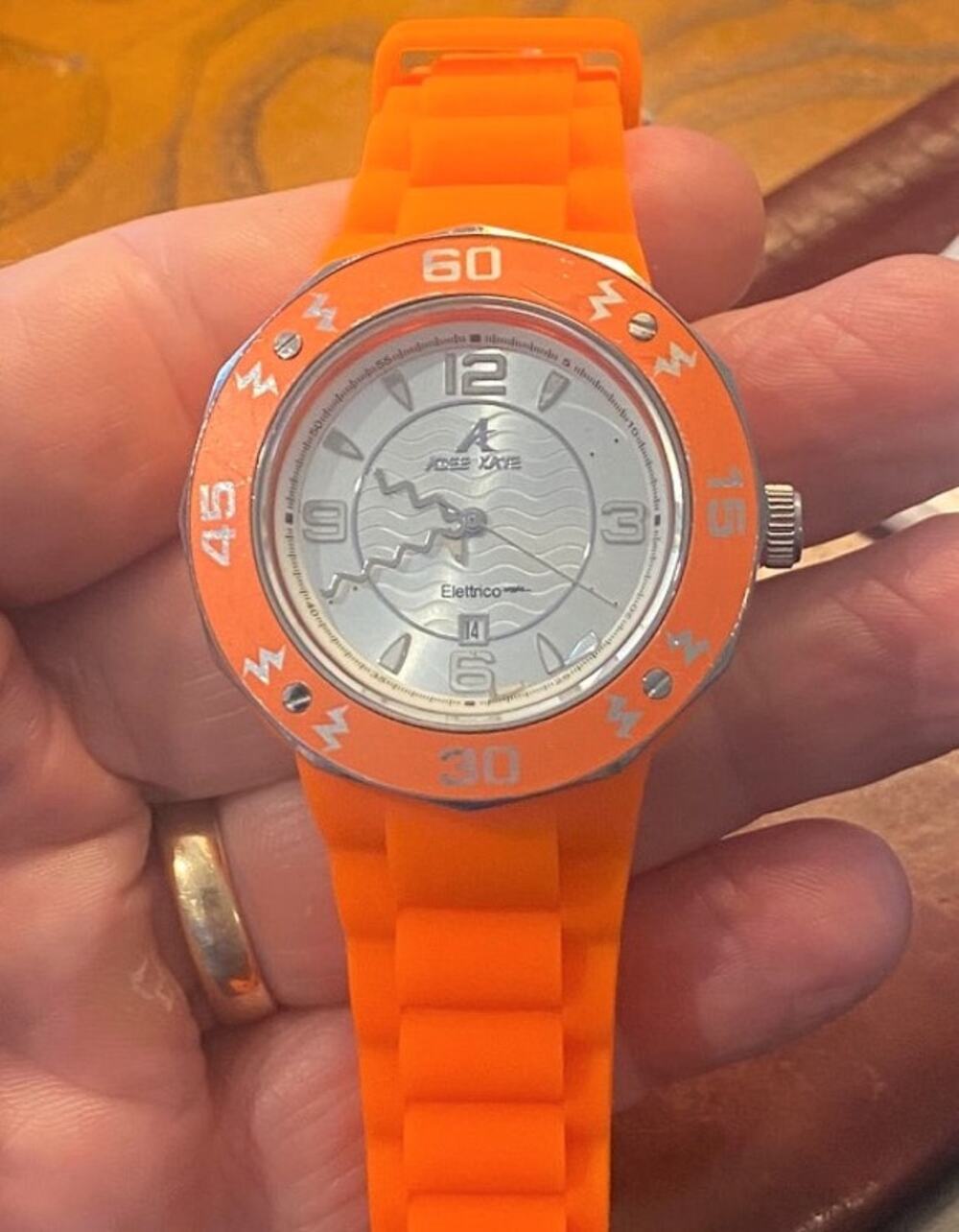 NEW Women's Adee Kaye of Beverly Hills Watch, Date Window, Orange Resin